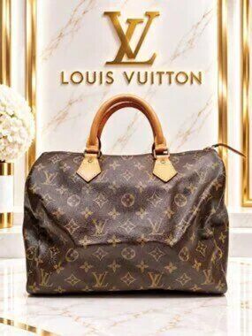 Authentic Louis Vuitton Speedy 30 Monogram Canvas Brown Top Handle Satchel Bag